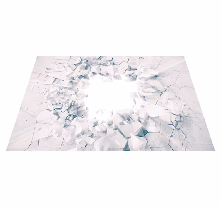 White vinyl rug with dynamic geometric shapes - TenStickers