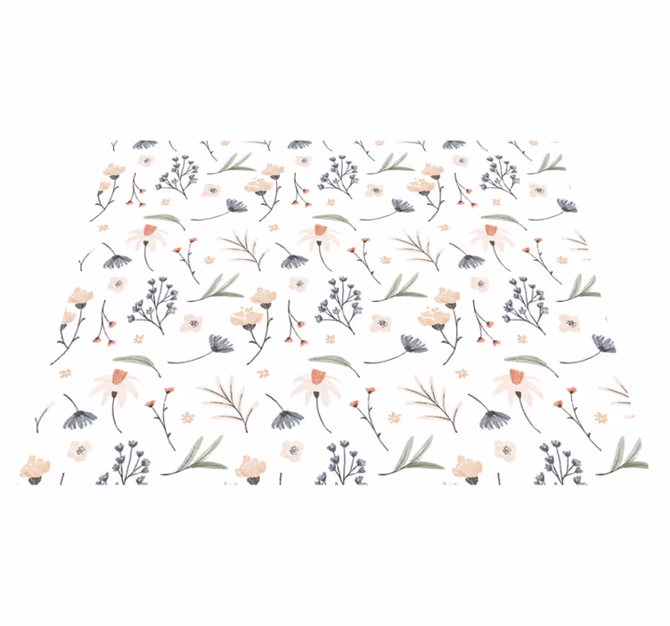 White vinyl rug watercolor floral design - TenStickers