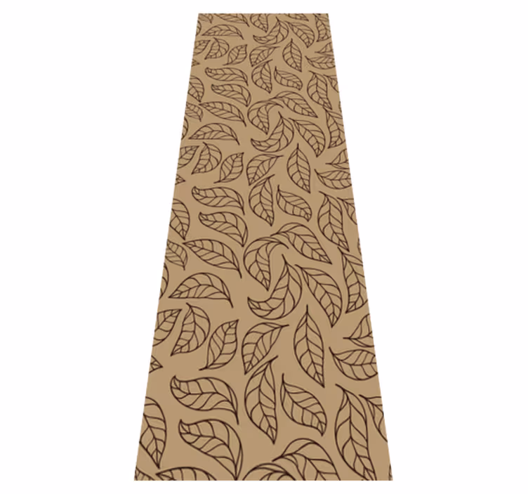 Brown vinyl rug with minimalist leaves in earth tones - TenStickers
