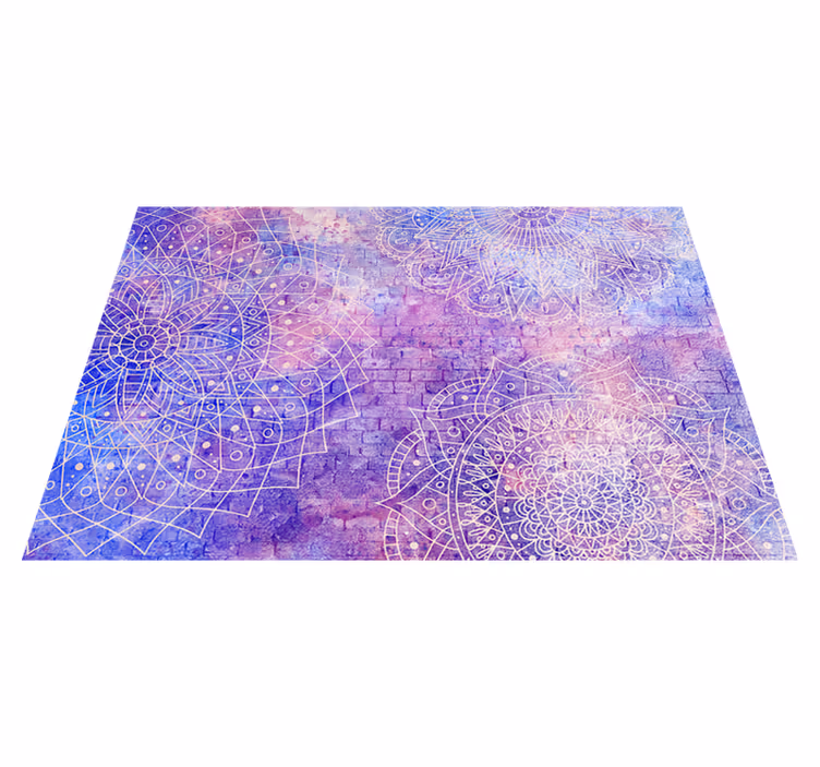 Purple vinyl rug with mandala brick wall design - TenStickers