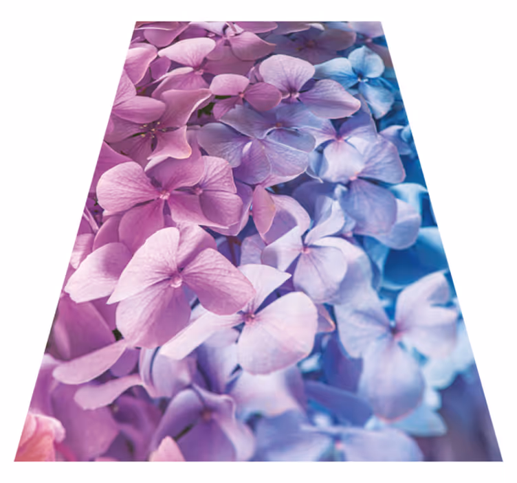 Purple vinyl rug with assorted hydrangea flowers - TenStickers
