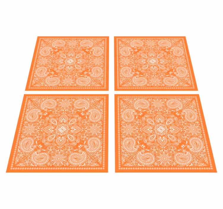 Orange vinyl rug paisley pattern tile design - TenStickers