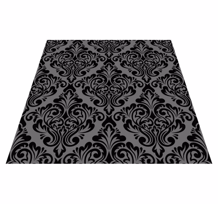 Black vinyl rug in vintage black damask design - TenStickers
