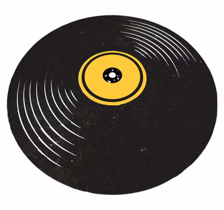 Black vinyl rug inspired by vintage vinyl records - TenStickers