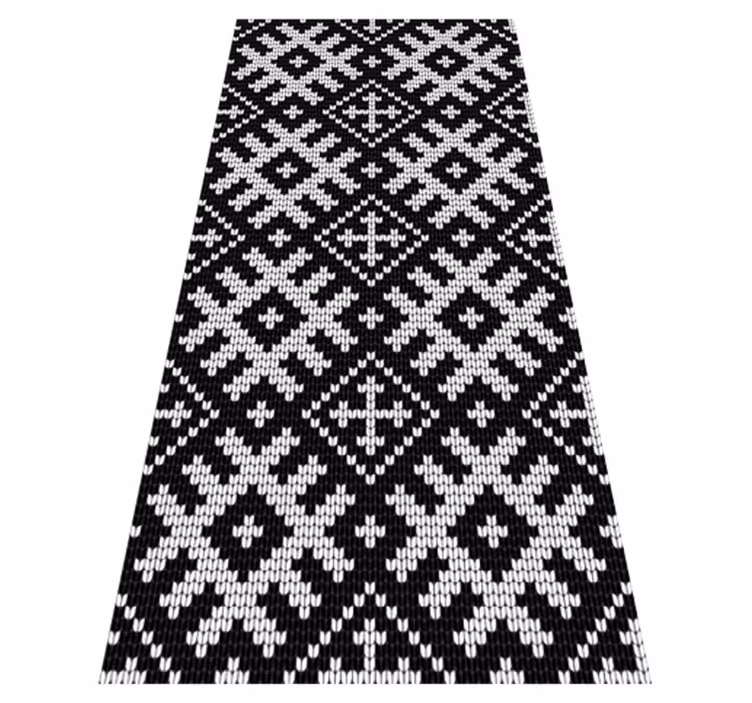 Black vinyl rug with viking linked squares pattern - TenStickers