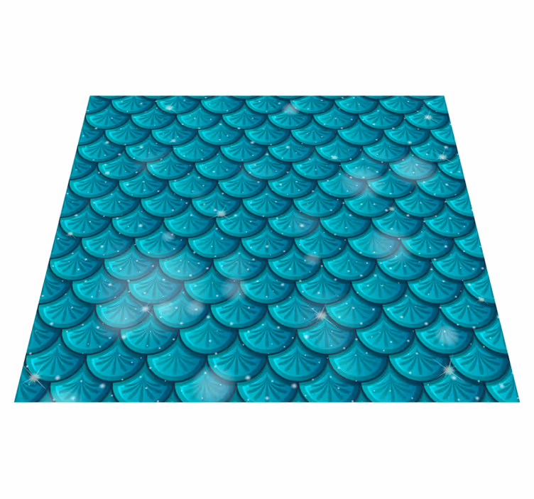 Green vinyl rug mermaid blue scales design - TenStickers