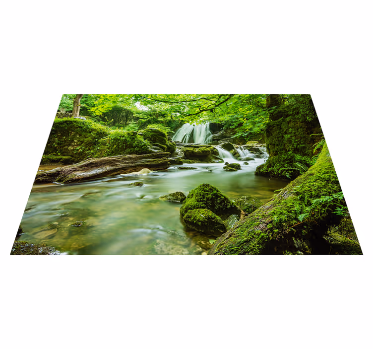 Green vinyl rug tranquil waterfall - TenStickers