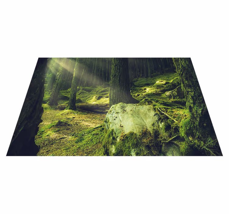Green vinyl rug inspired by mossy forest rocks - TenStickers
