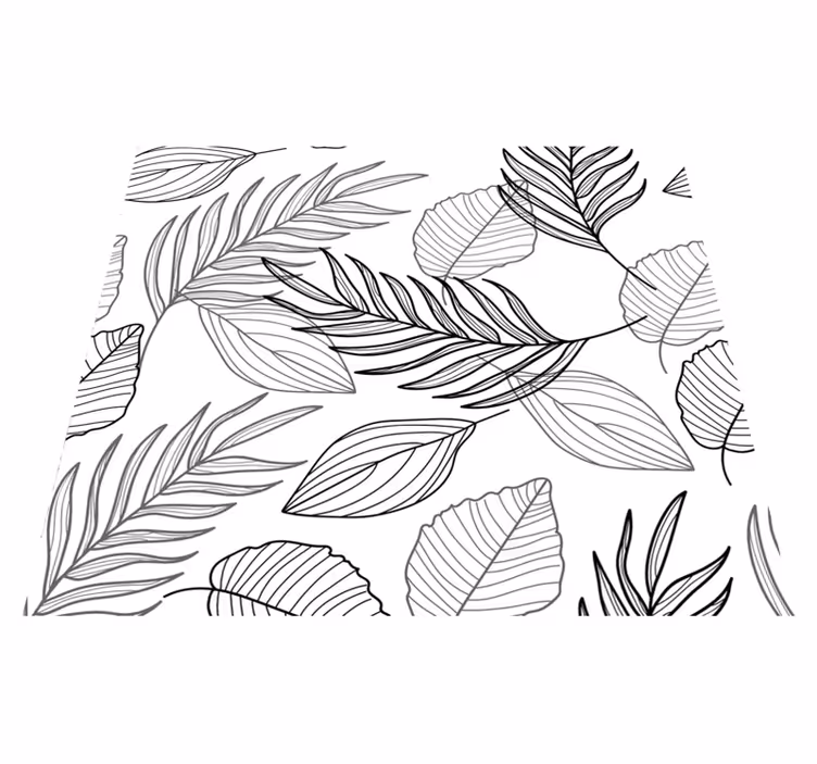 Outdoor vinyl rug black and white leaf design - TenStickers