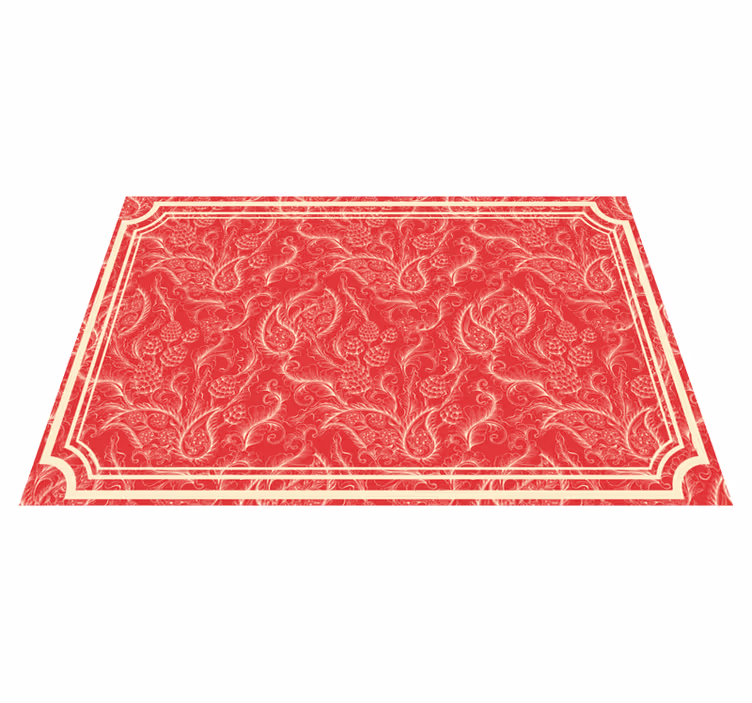 Red vinyl rug with paisley design - TenStickers