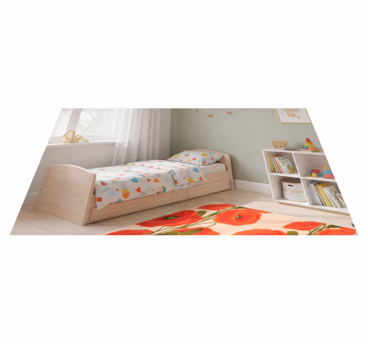 Red vinyl rug with poppies pattern - TenStickers