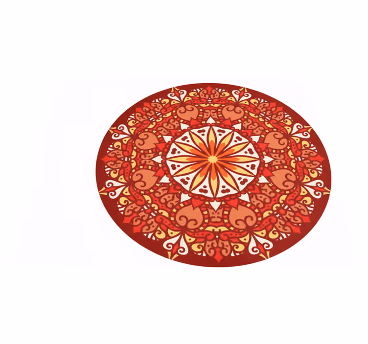 Red vinyl rug with vibrant decorative mandala - TenStickers