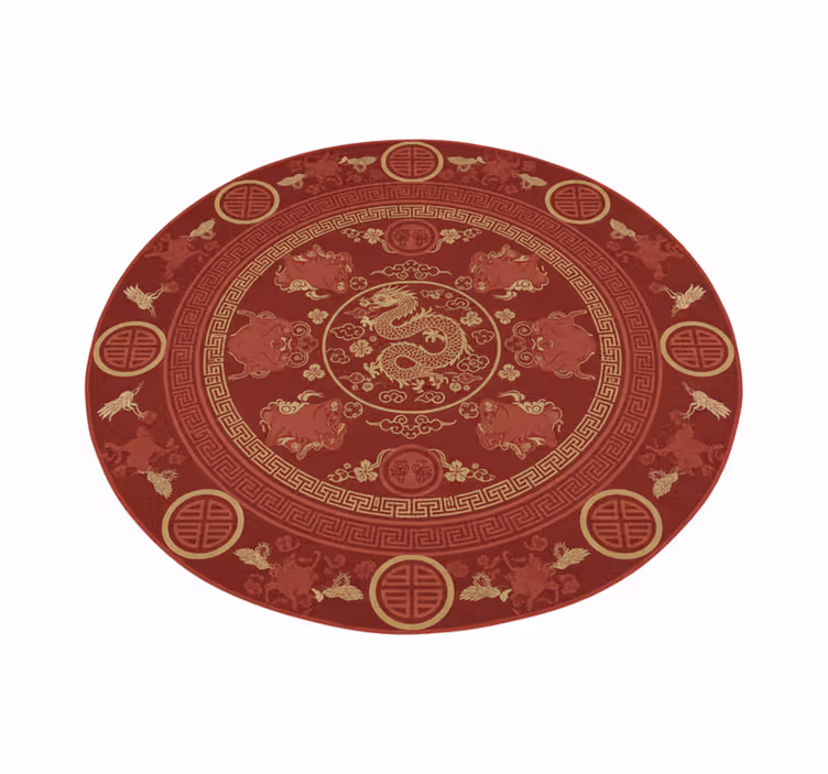 Red vinyl rug with chinese vintage pattern - TenStickers