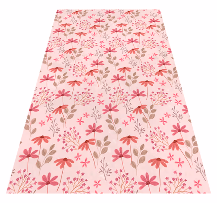 Pink vinyl rug with delicate pink flowers - TenStickers
