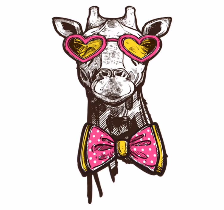Quirky giraffe heart glasses animal mat - TenStickers
