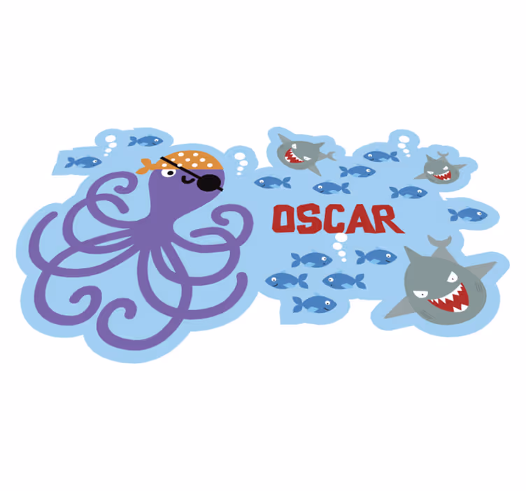 customizable pirate octopus vinyl rug - TenStickers