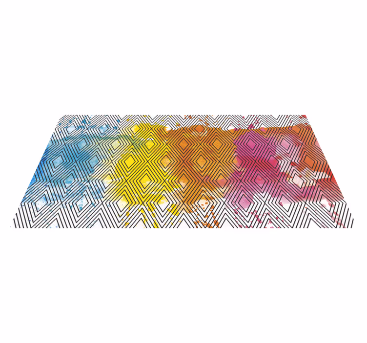 Multicolour geometric pattern modern rug - TenStickers