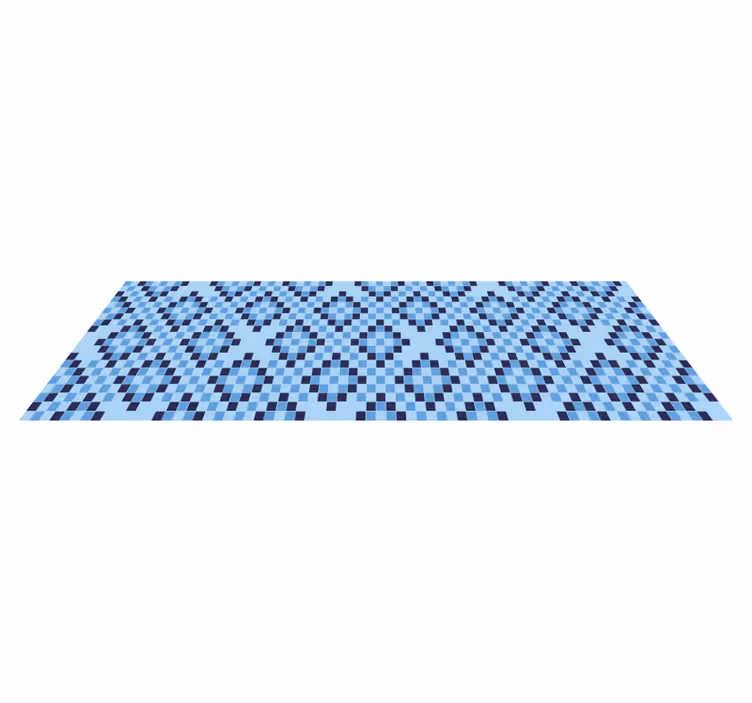 Geometric Blue Pixel Pattern Rug - TenStickers