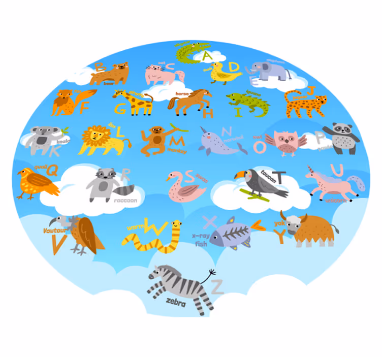 Alphabetical animal circular bedroom rug - TenStickers