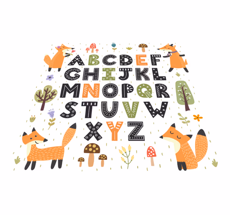 Alphabetical forest animals children's bedroom rug - TenStickers