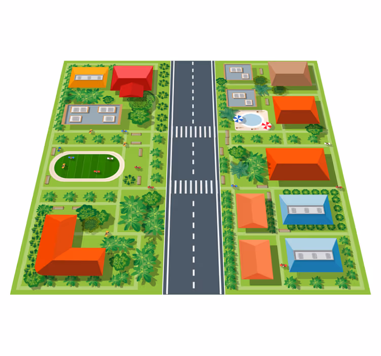 Magnific city road vinyl rug for kids - TenStickers