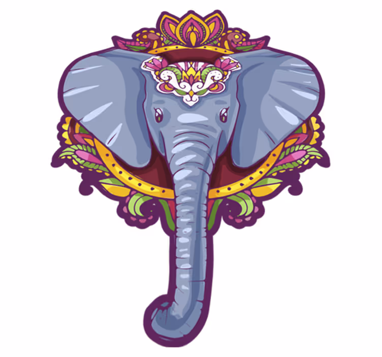 Amazing elephant shaped  mandala vinyl rug - TenStickers