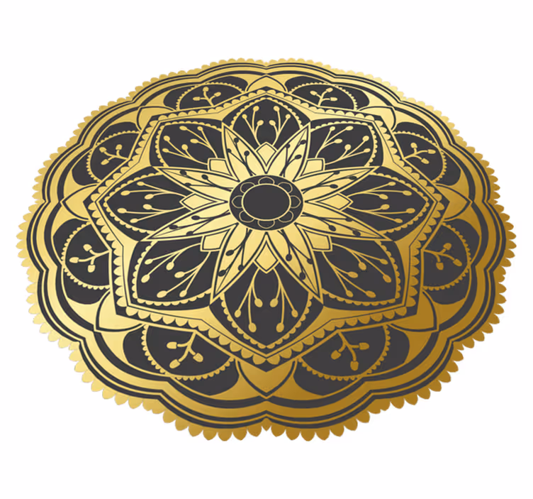 Mandala vinyl rug with golden mandala design - TenStickers