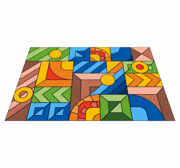 Geometric Color Squares geometric vinyl rug - TenStickers