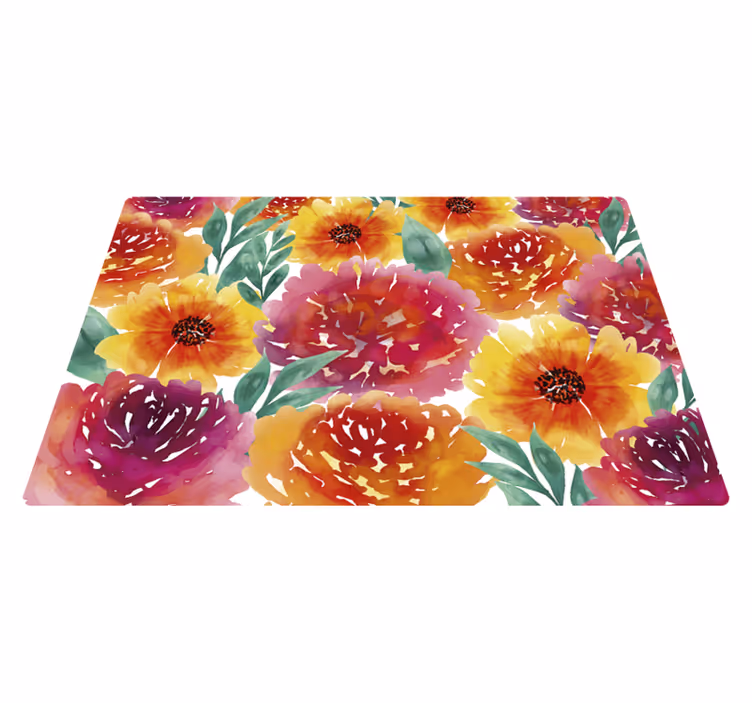 Floral Watercolor vinyl rug flowers - TenStickers