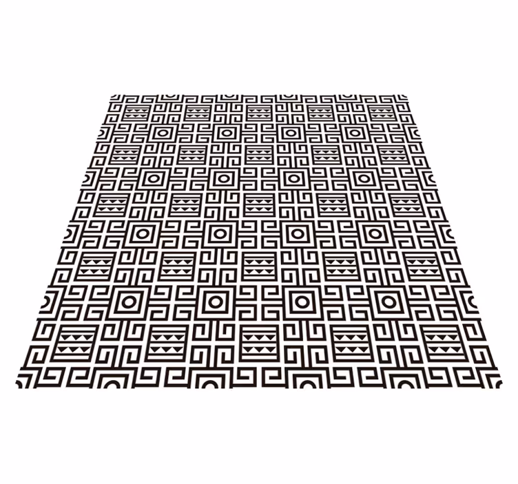 Geometric vinyl rug in contrasting patterns - TenStickers
