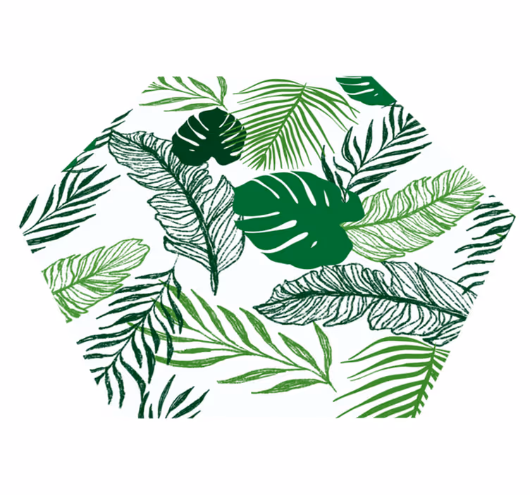 Tropical Foliage Hexagon vinyl rug flowers - TenStickers