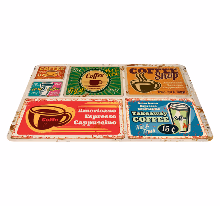 Café Themed Motifs custom vinyl rug - TenStickers