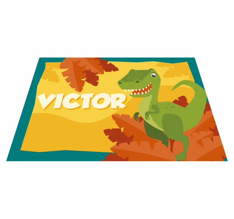 Dinosaur vinyl rug with name - TenStickers