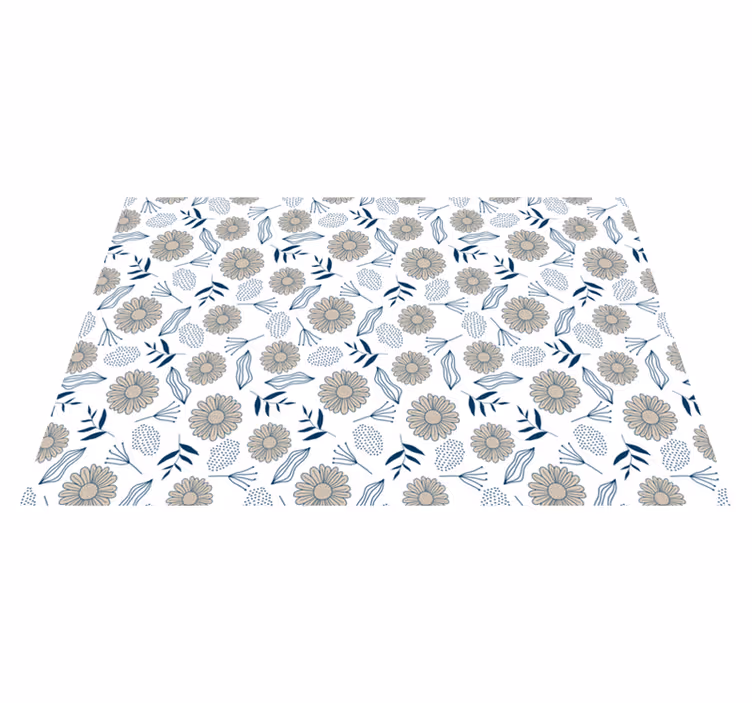 Floral Botanical Motif vinyl rug flowers - TenStickers