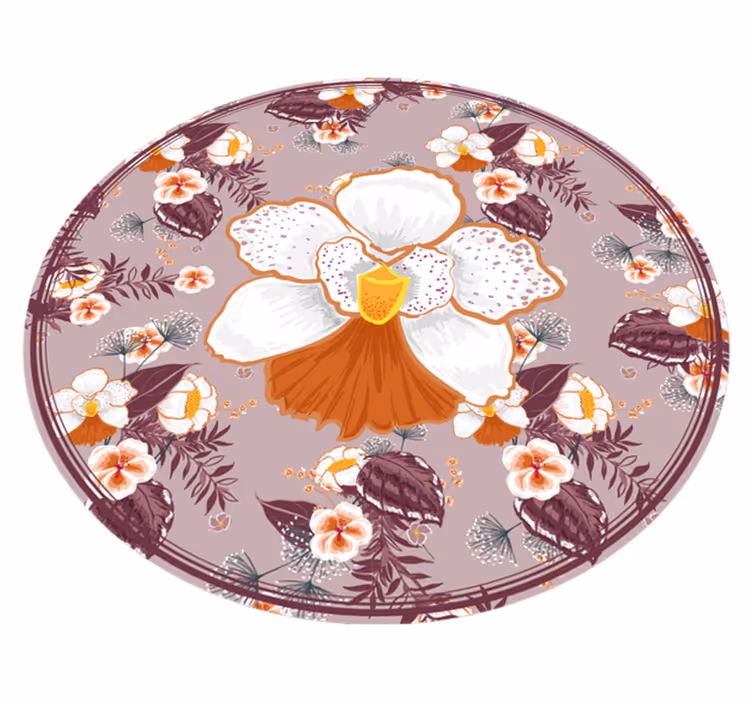 Floral Patterned Circle vinyl rug flowers - TenStickers