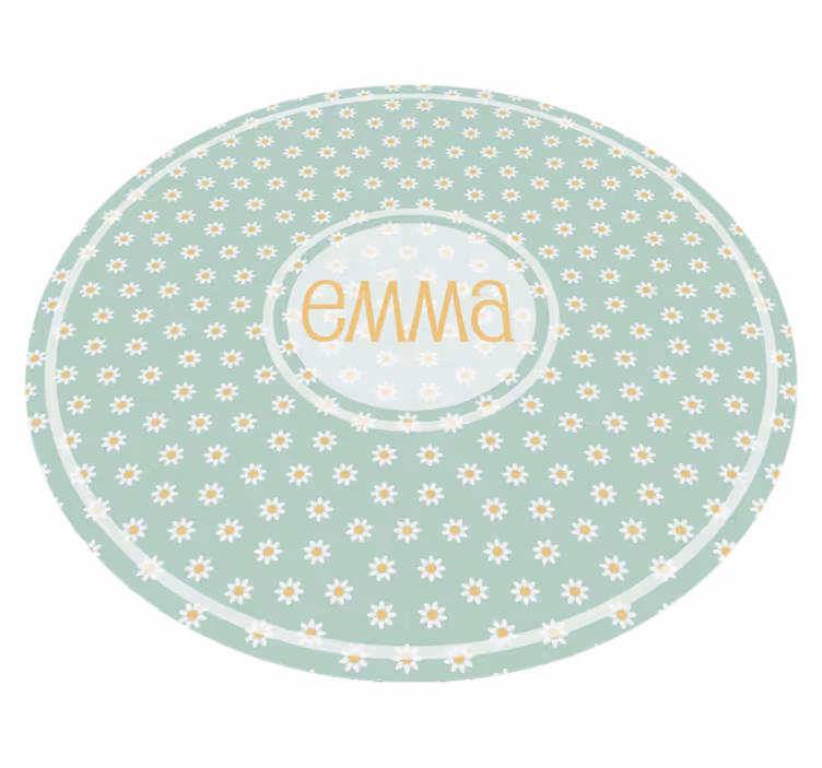 round daisies kids  vinyl rug with name - TenStickers