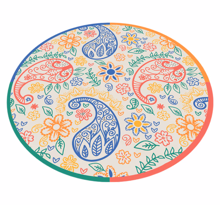 Floral Paisley Motifs vinyl rug flowers - TenStickers