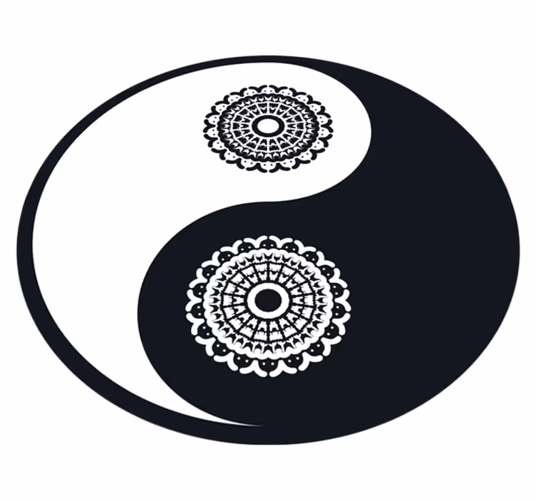 Yin Yang Circular Artwork mandala vinyl rug - TenStickers