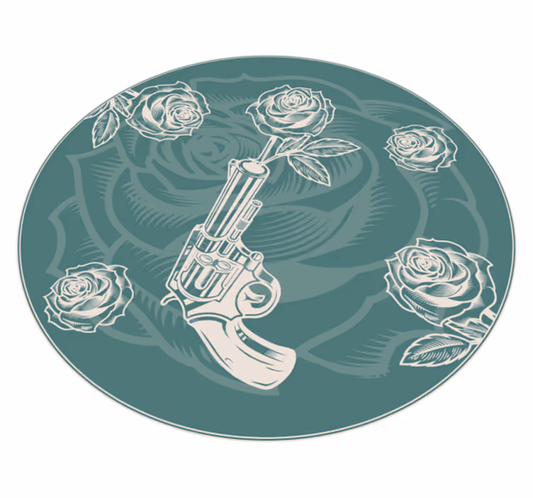 Floral Revolver vinyl rug flowers - TenStickers