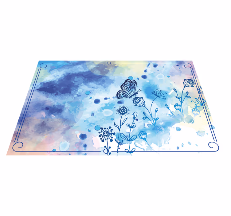 Floral Watercolor Elegance vinyl rug flowers - TenStickers
