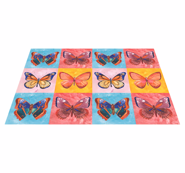 Colorful Butterfly Array vinyl rug flowers - TenStickers