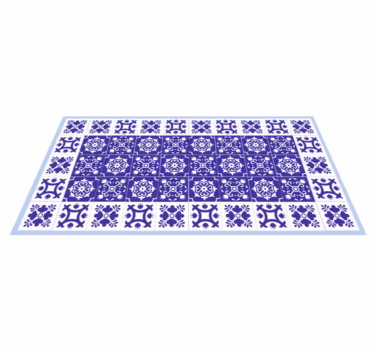 Blue Ceramic Pattern vinyl rug bathroom - TenStickers