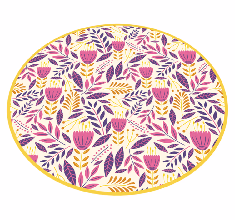 Floral Symmetry Design vinyl rug flowers - TenStickers