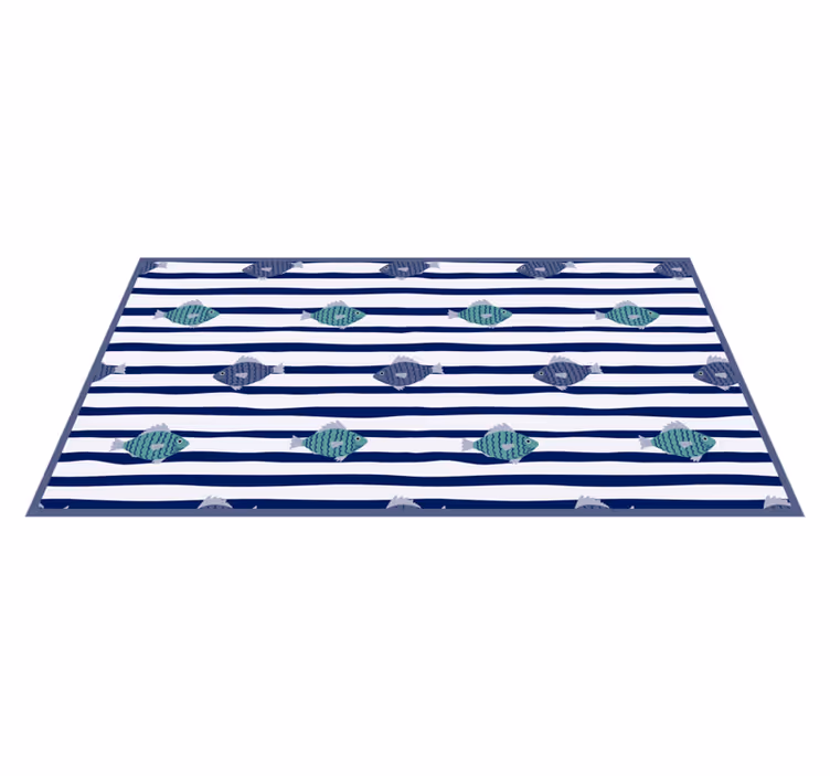 Striped Fish Pattern animal vinyl rug - TenStickers