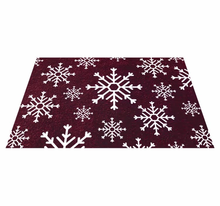 Red and White Snowflakes Christmas vinyl rug - TenStickers