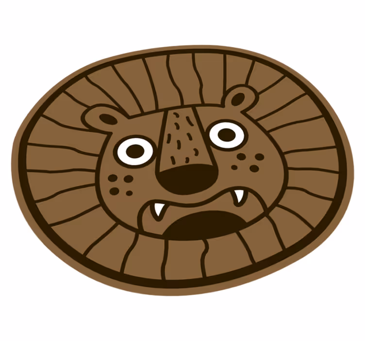 Lion Cartoon Circle kids vinyl rug - TenStickers
