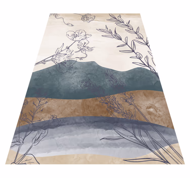 Botanical Silhouette vinyl rug flowers - TenStickers