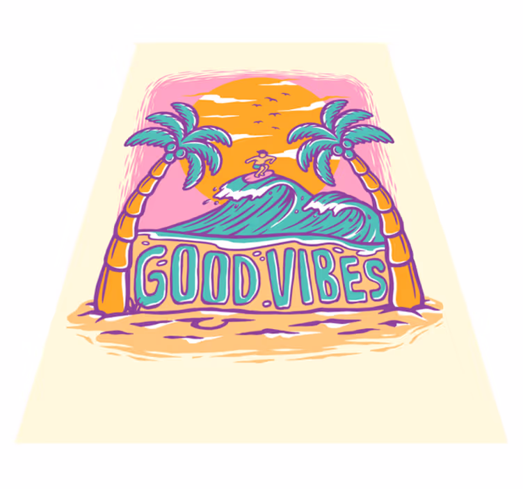 Good Vibes Surf teenage bedroom vinyl rug - TenStickers
