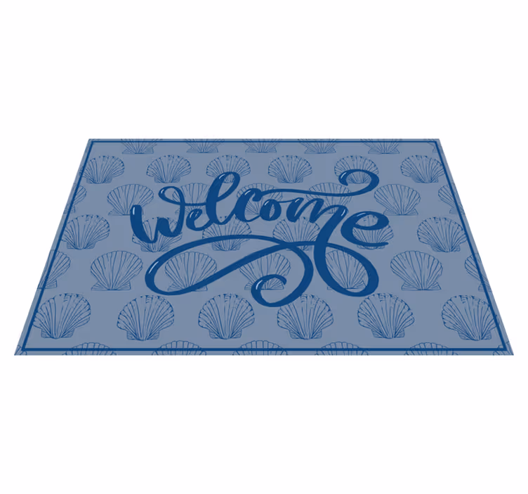 Seashell Welcome Script custom vinyl rug - TenStickers