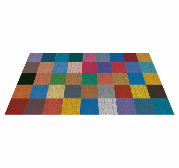 Multicolor Checkerboard wood effect vinyl rug - TenStickers